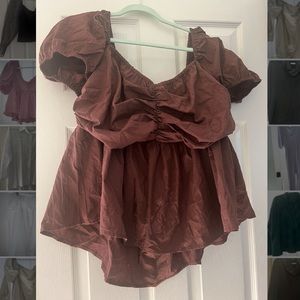 Brown Ruched Top